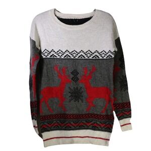 Mossimo Womens Knit Holiday Christmas Sweater Pullover with Reindeer Size XS